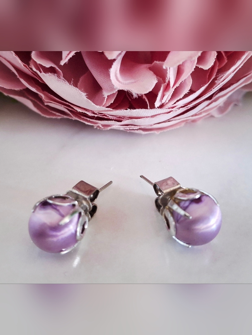 Vintage 80s πβ¨οΈPretty Satiny Fabric Stud Earrings
